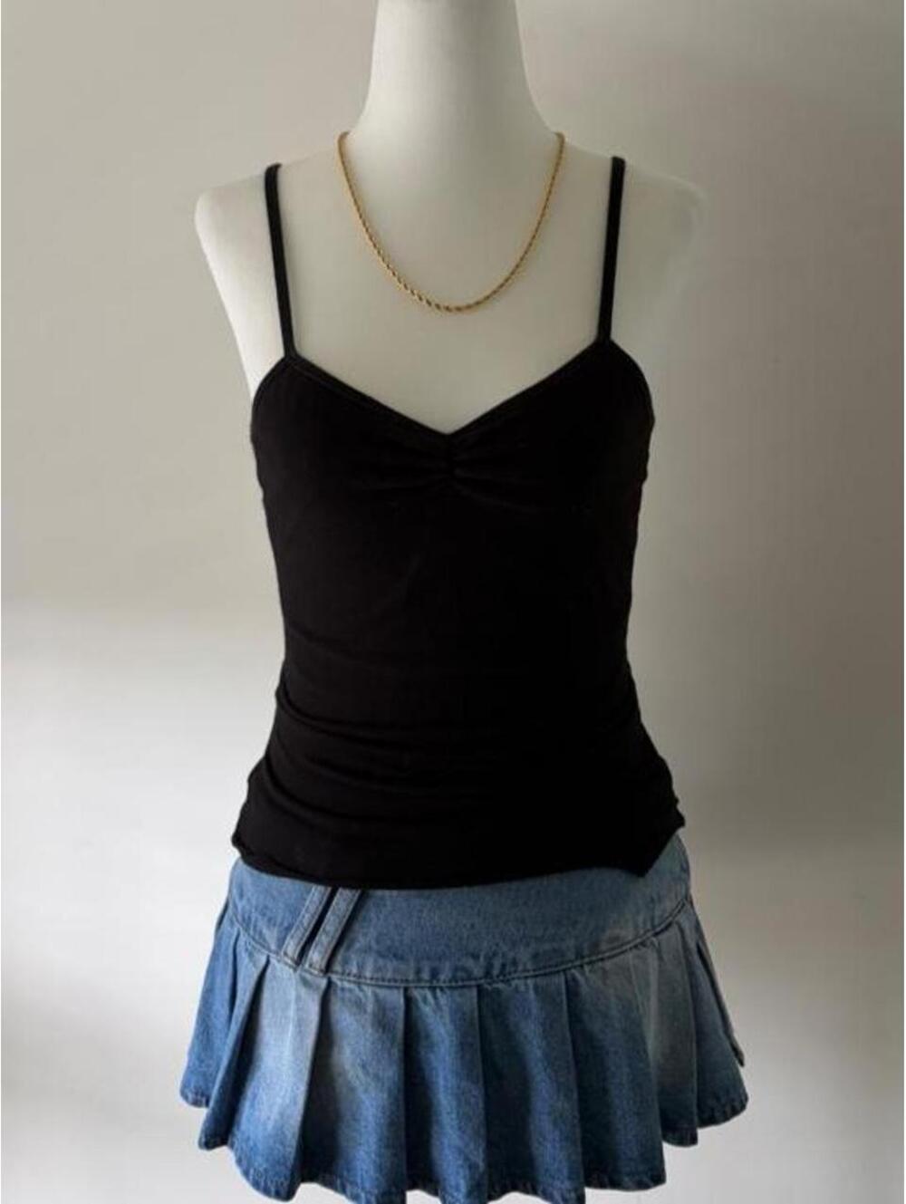 Y2K Black Lace Open Back Cami Top | Coquette Fairy Grunge Mall Goth
